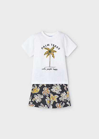 knit printed bermuda set