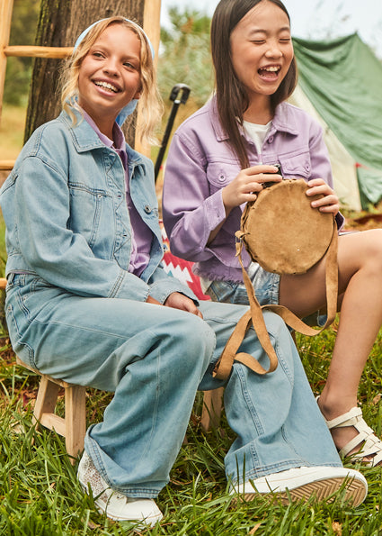 Denim wide leg pants