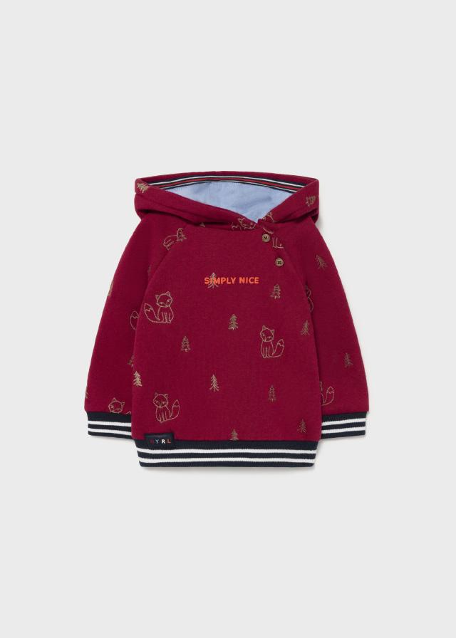 Embroidered pullover w/hoodie