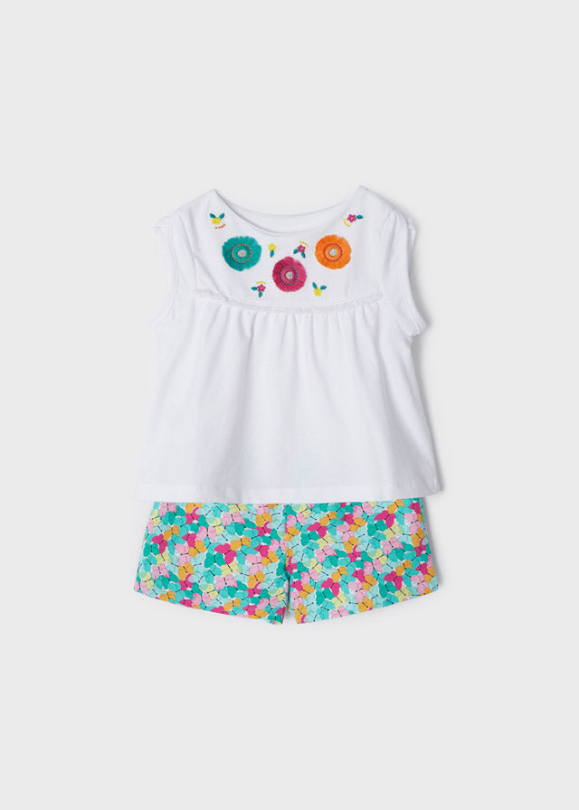 Embroidered short set