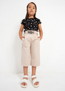 Cropped pants with  belt