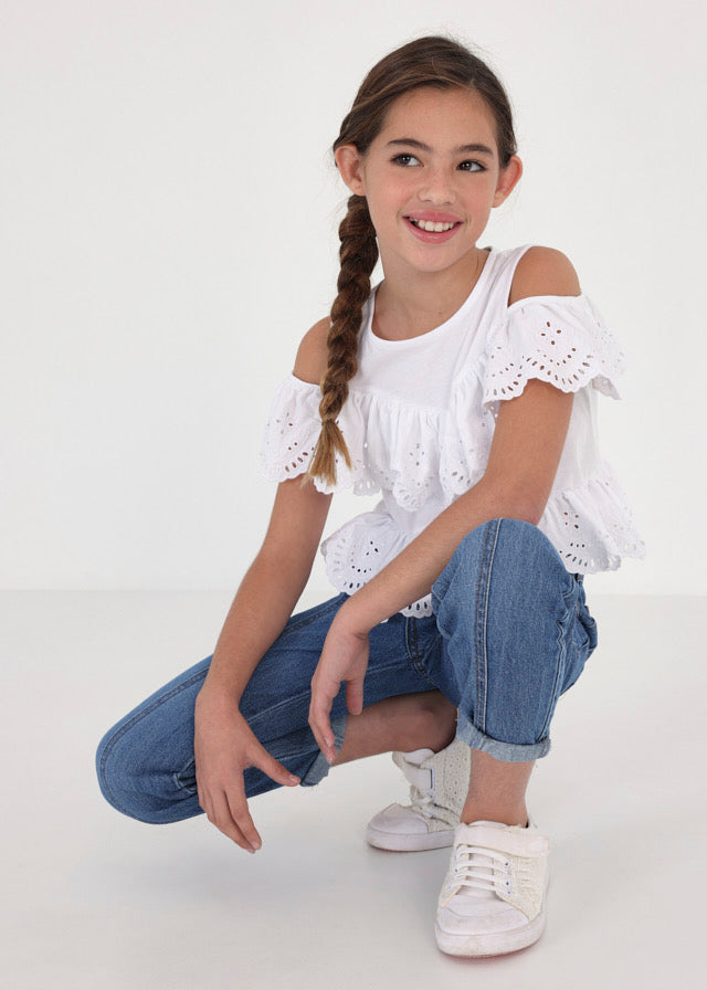 Eyelet knit blouse